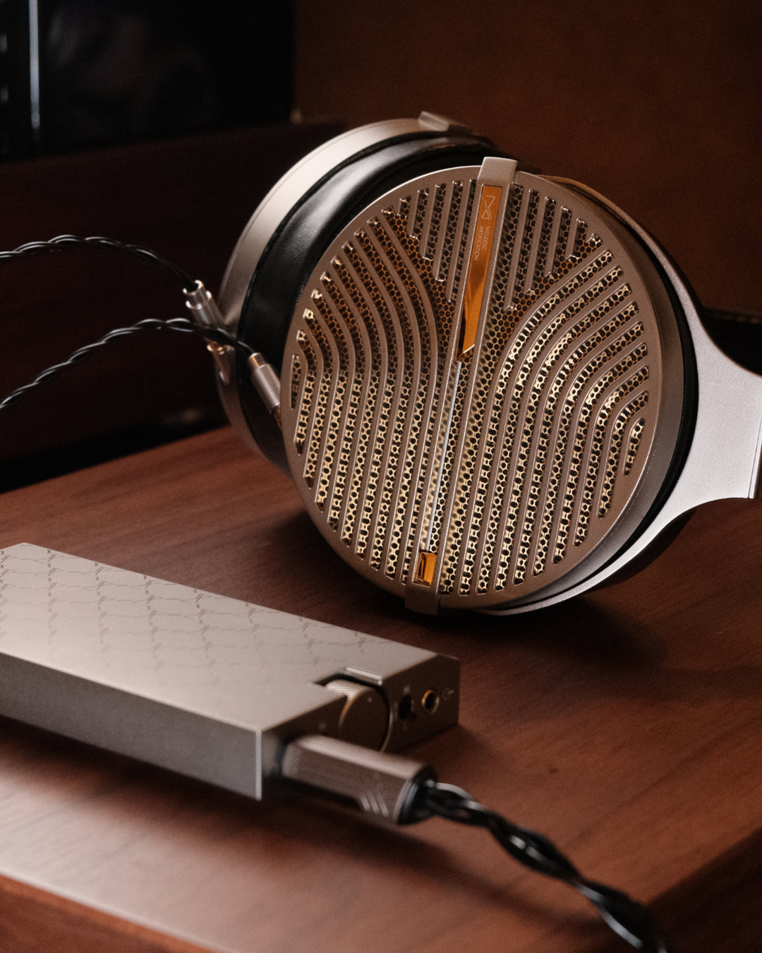 Melodic Artification Infinitum beryllium planar headphones with companion amplifier